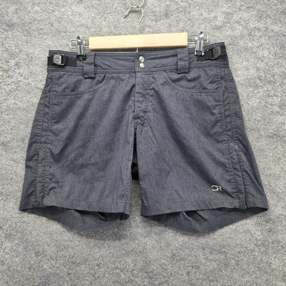 Club Ride Shorts Womens M Gray Bermuda Twill Adjustable Waist Pockets 8 Inseam